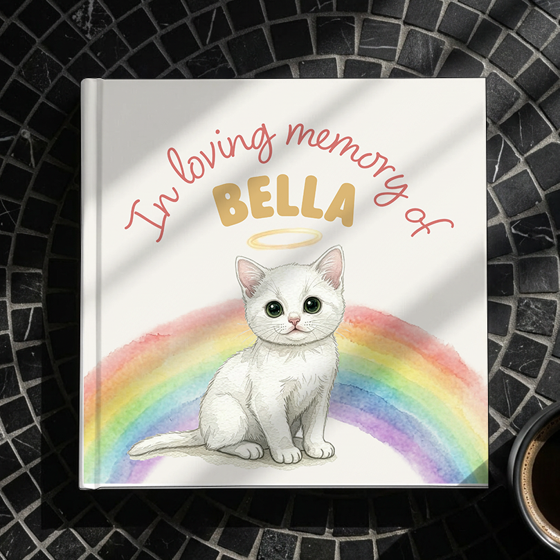 Personalized Cat Memorial Book: Over the Rainbow Bridge