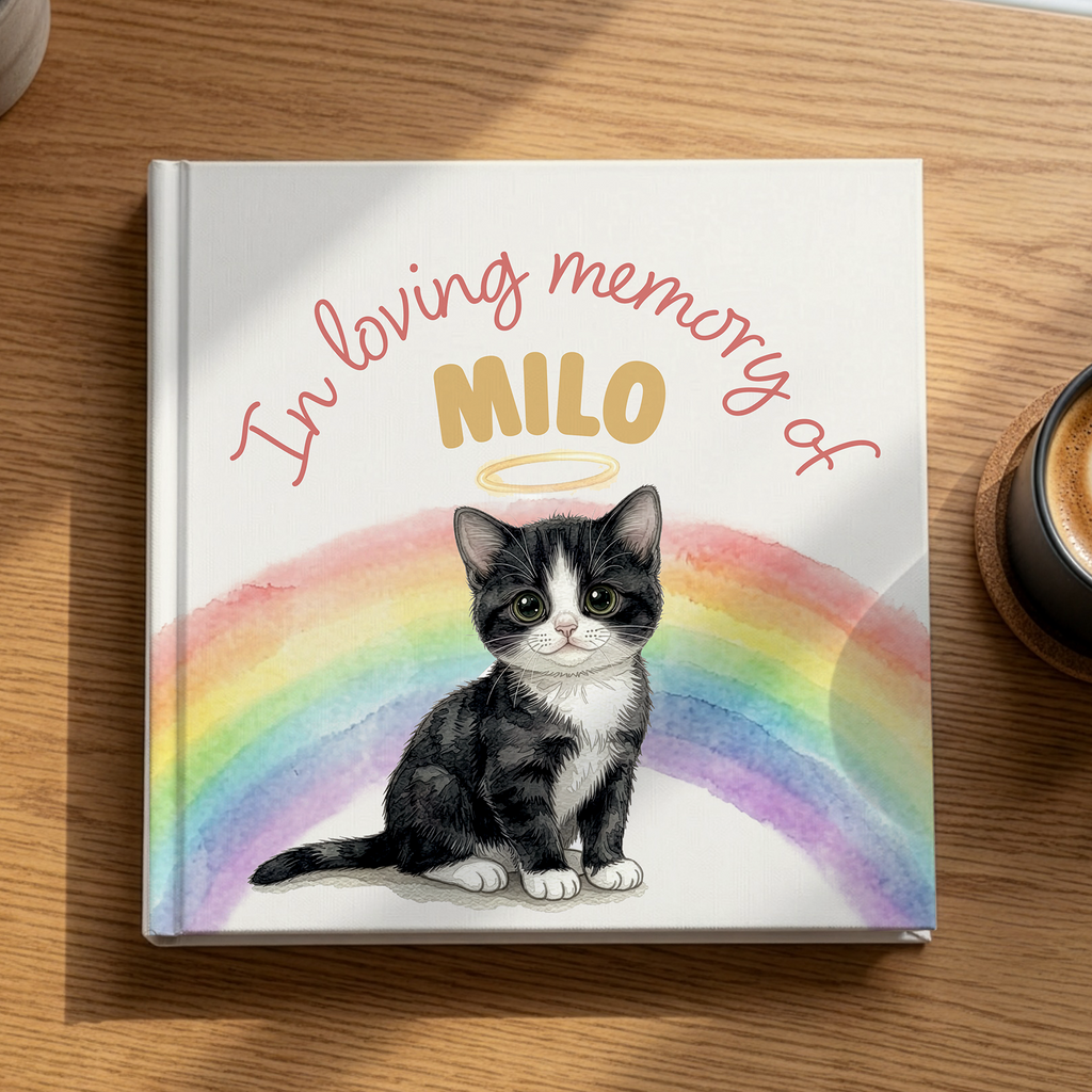 Personalized Cat Memorial Book: Over the Rainbow Bridge