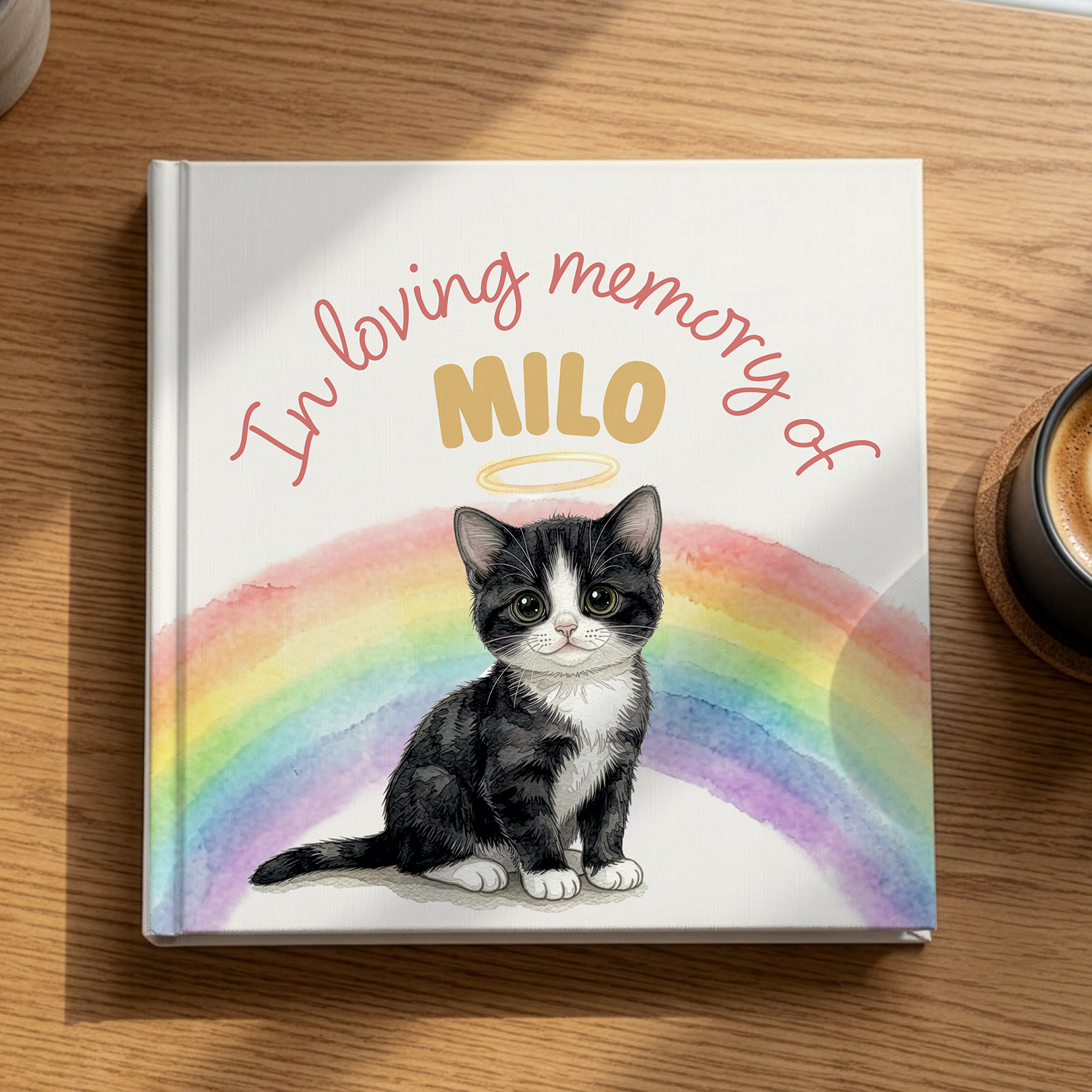 Personalized Cat Memorial Book: Over the Rainbow Bridge