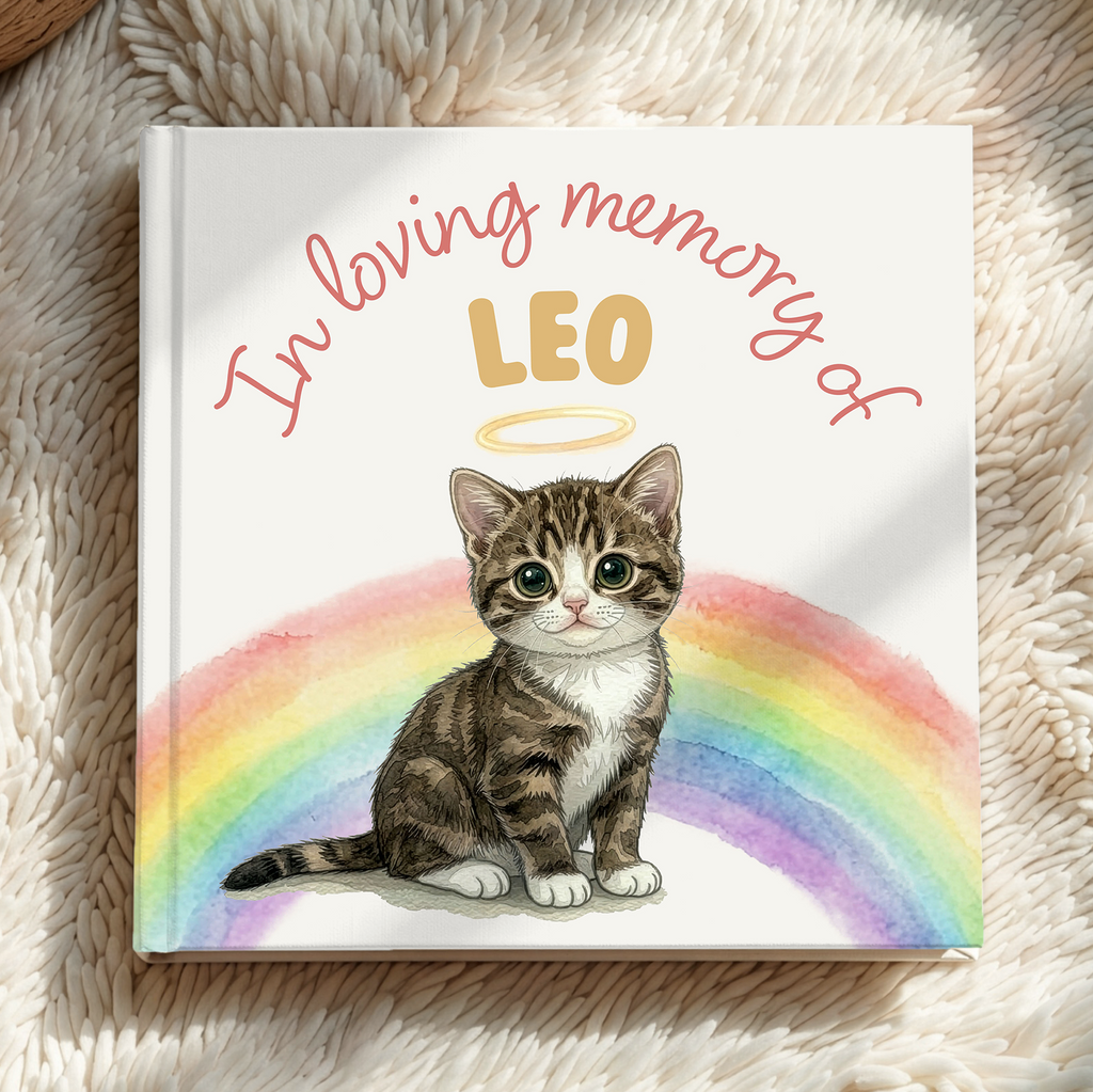 Personalized Cat Memorial Book: Over the Rainbow Bridge