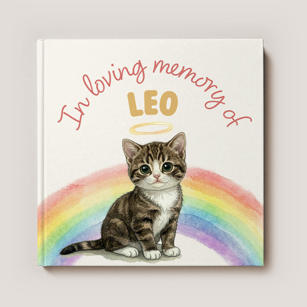 Personalized Cat Memorial Book: Over the Rainbow Bridge